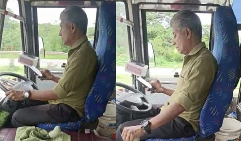 Udupi Driver drove the bus while looking at his mobile phone gvd