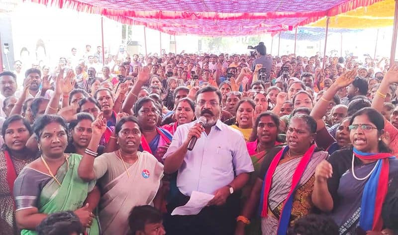 mp thirumavalavan and party cadres protest against manipur issue in madurai