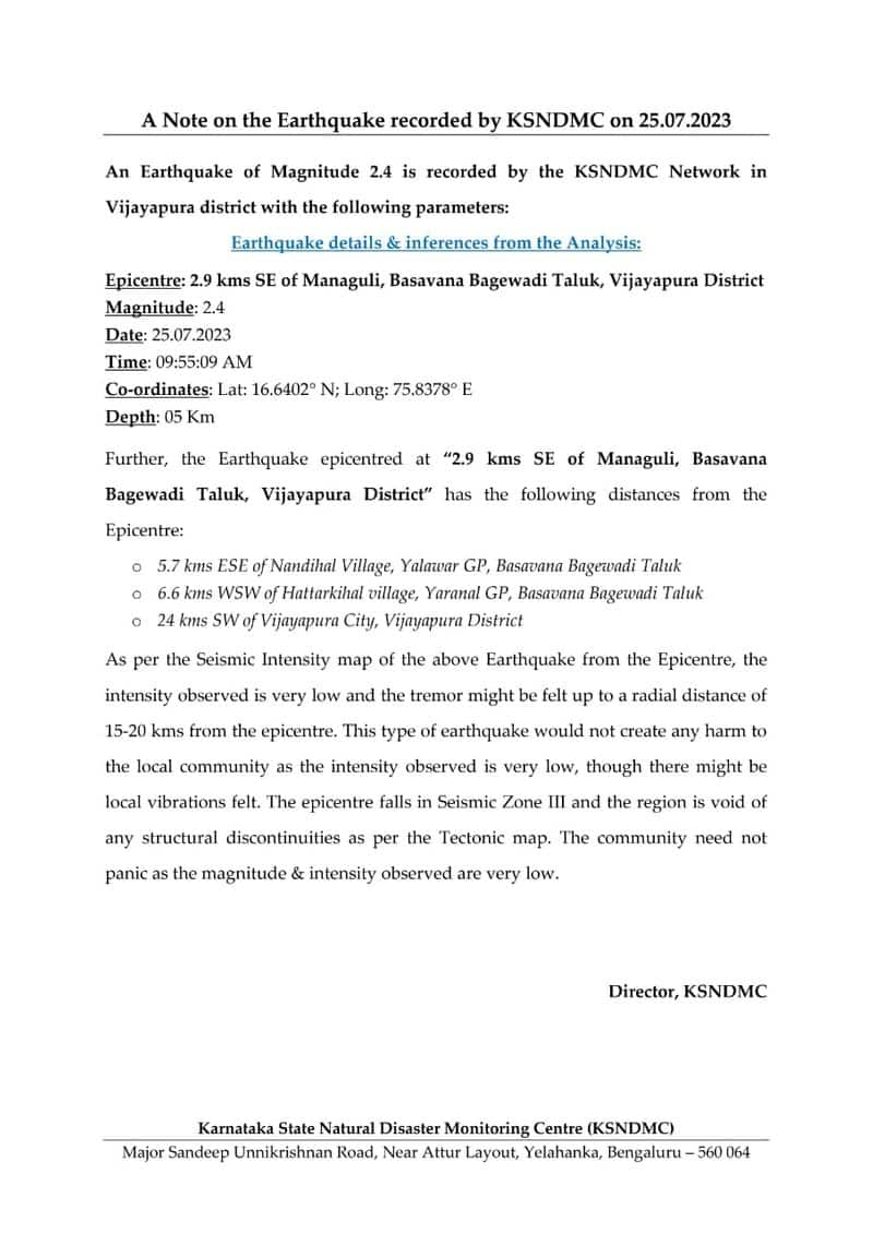 Earthquake at Managuli Town in Vijayapura District grg