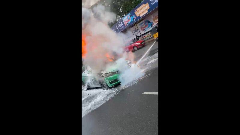 bmw car fire burned in chennai chromepet