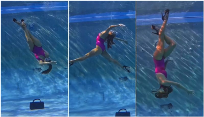 Woman underwater dance to Barbie's song and video viral sgk