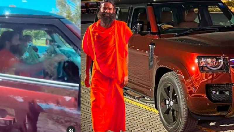 Baba Ramdev Rides 1.5 Crore Land Rover Defender video goes viral in social Media akb