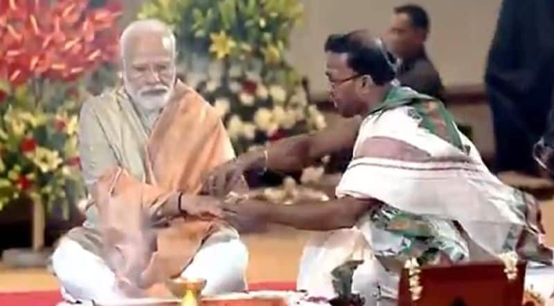 PM Modi performs havan at Pragati Maidan in Delhi