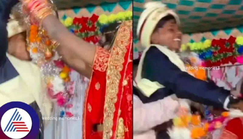 Bride groom fiercely compete on wedding stage, watch viral video Vin