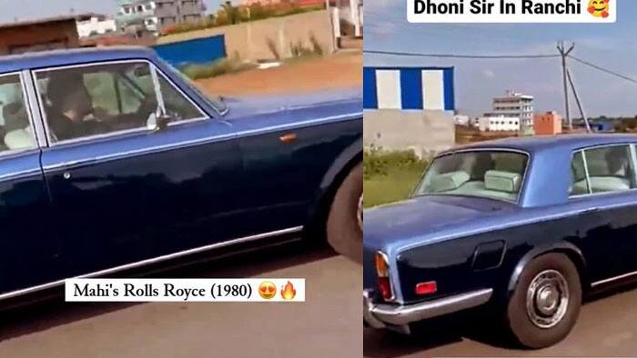 MS Dhoni driving vintage Car