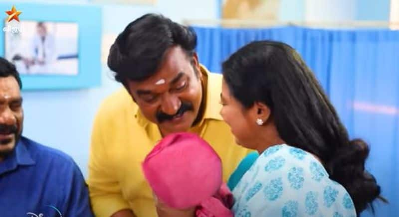 Pandian Store serial reel jodi dhanam and moorthy blessed girl baby