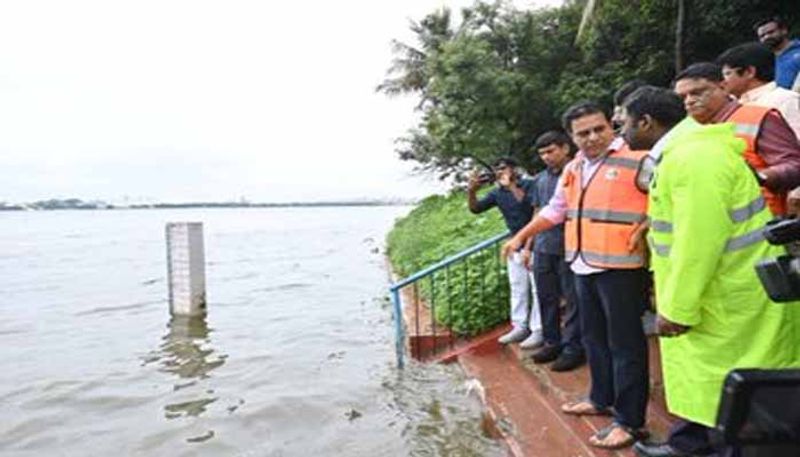 Telangana Minister KTR  Inspects  Musi River  Area  in Hyderabad lns