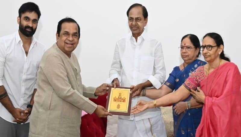 Star Comedian Brahmanandam invites Cm Kcr to his son Wedding NSK