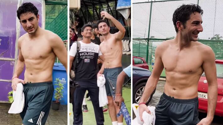 Ibrahim Ali Khan goes shirtless post football match flaunts six pack abs video goes viral kvn