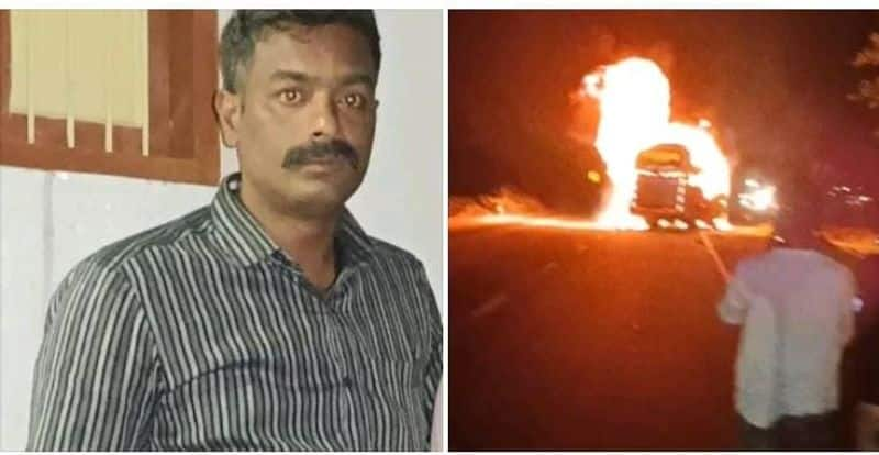 A policeman was killed when an Omni bus caught fire near Theni