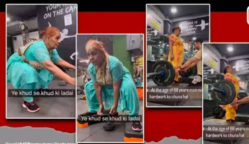 mother starting workout in Gym at her 68 video of the elderly woman goes viral akb