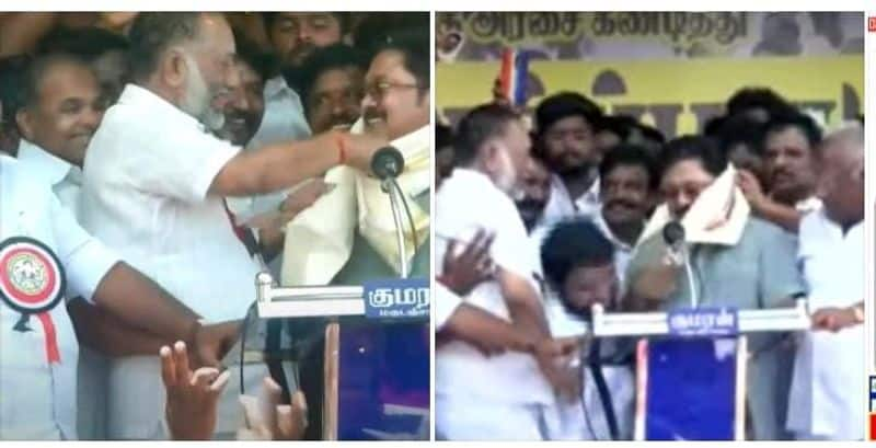 TTV Dhinakaran fell on his feet during the Koda Nadu protest and greeted OP Raja