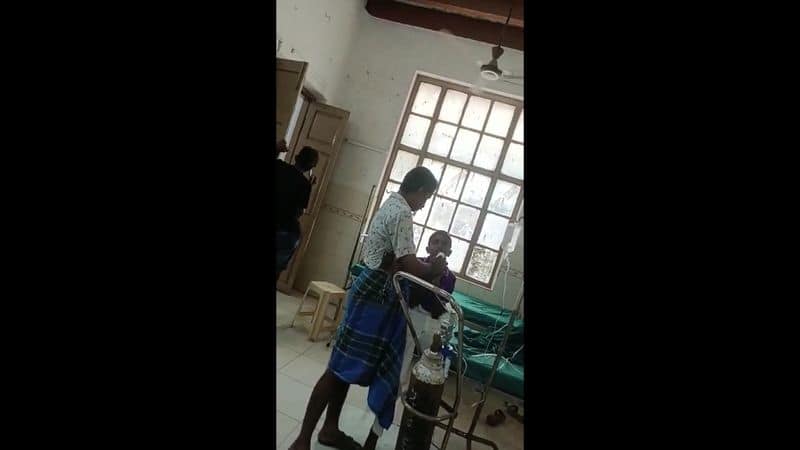 tea cup used as a oxygen mask in uthiramerur government hospital video goes viral in kanchipuram district