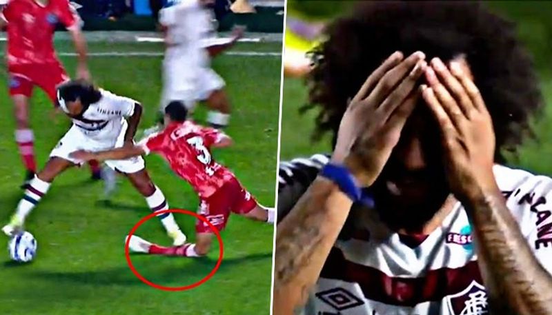 Football Copa Libertadores: Marcelo in tears after tackle breaks Luciano Sanchez's leg into two (WATCH) osf