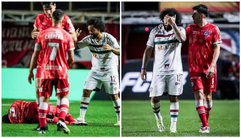 marcelo leaves pitch after leg breaking challenge on argentine star saa