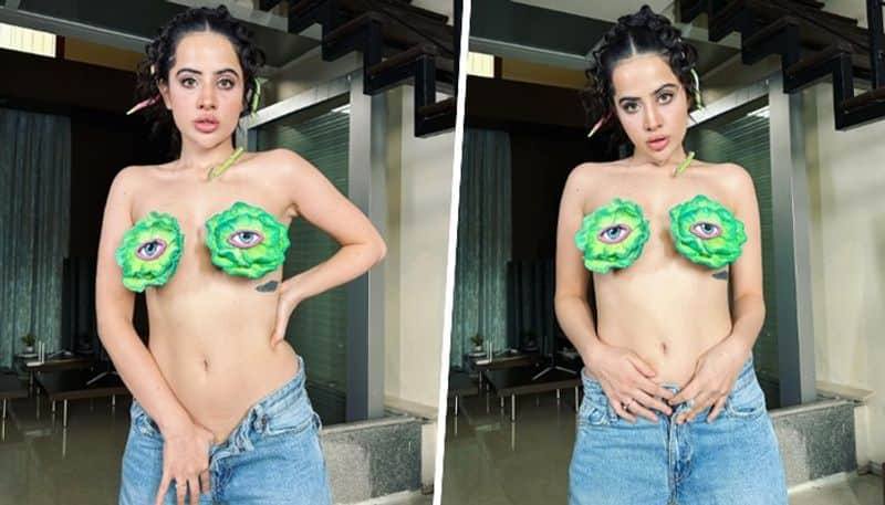 Urfi Javed HOT Photos: Actress SHOCKS fans by covering her assets in green floral-shaped quirky pasties vma