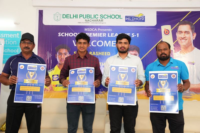 MS dhoni school premier league poster launched in nacharams DPS kms