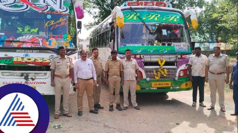 RTO operation 2 private buses of same number are seized at ramanagara rav