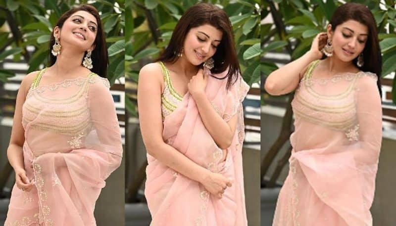 Actress Pranitha Subhash Beautiful look in pink Saree NSK