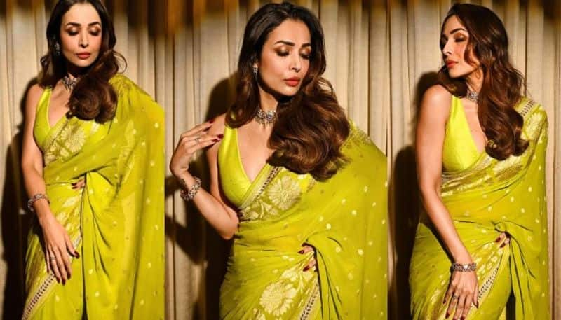 Actress Malaika Arora Looks beautiful in Green Saree NSK