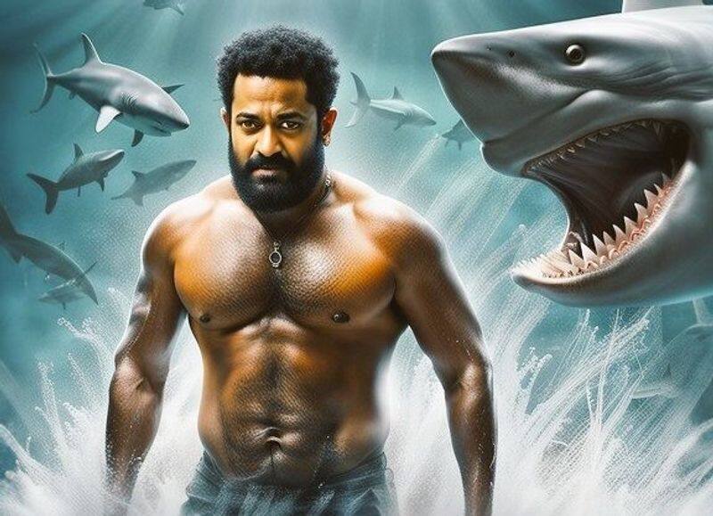 crazy buzz ntr to fight with shark in devara movie ksr 