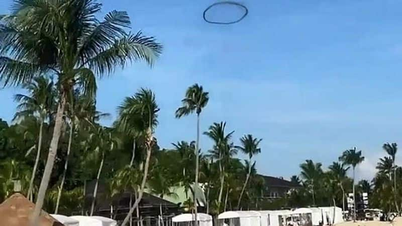 Mysterious black smoke Ring in Sentosa Sky in Singapore