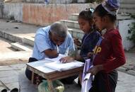 Both hands amputated Babu Bhai learned to write with his mouth today he teaches poor children for free ish