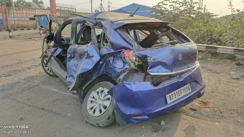 Good train collides a car in Visakhapatnam AKP VSP