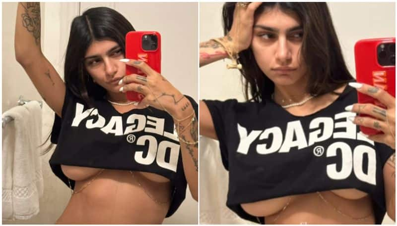 Mia Khalifa HOT Photos: Model shows off luscious figure, assets in BLACK short crop top; see SEXY pictures vma