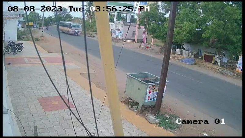 one person highly injured while hit a government bus in erode district video goes viral