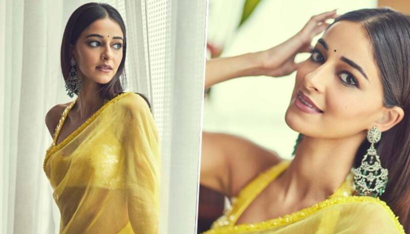 Ananya Panday looks like sunflower in yellow saree; Sara Ali Khan, Suhana Khan react