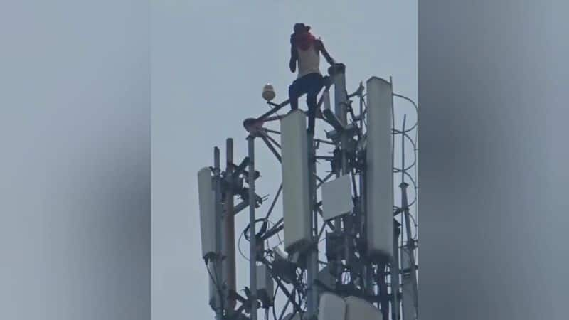 A man who threatened to commit suicide after climbing a cell phone tower in Trichy was rescued