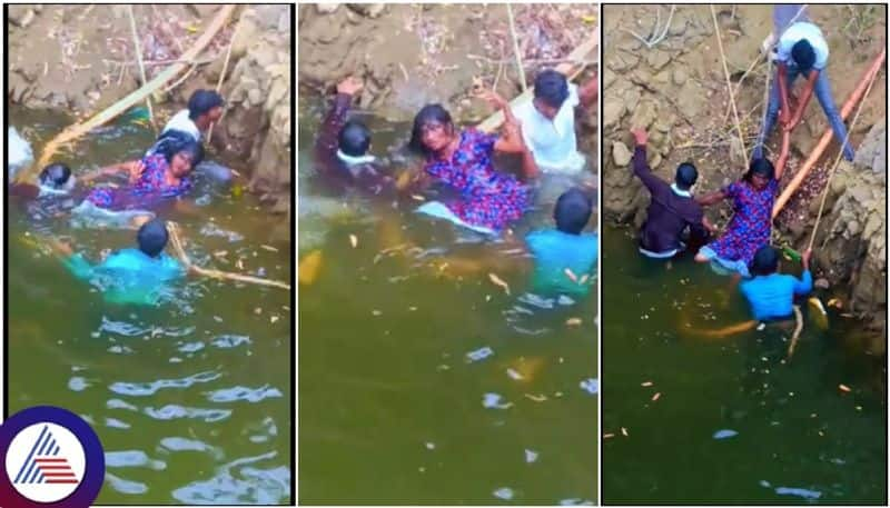 Well falling woman saved Tumakuru College students see the rescue operation sat