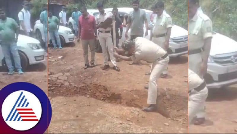 Potholes on Dattapeeth Road police repaired the road at chikkamagaluru viral news rav