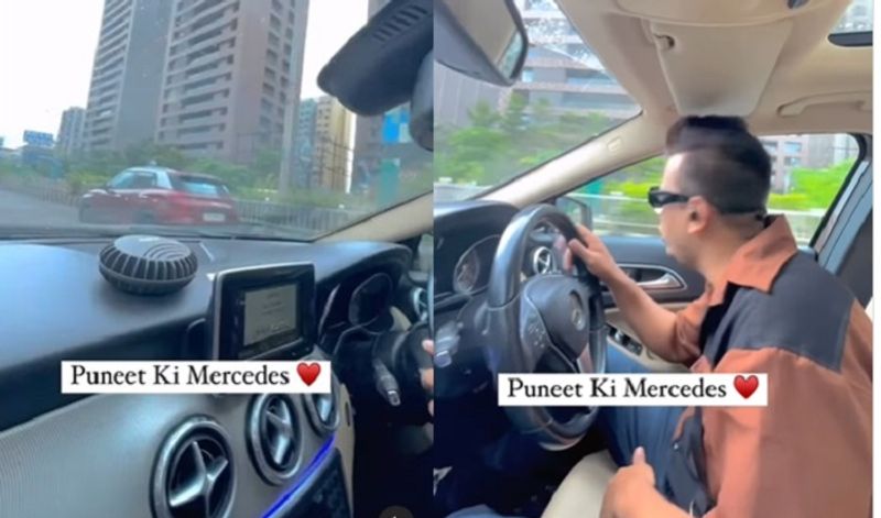 Entertainer Puneet Superstar riding in Mercedes a class with burlywood song reels goes viral ckm