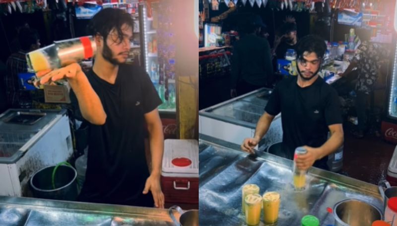 man making juice in a different manner going viral hyp