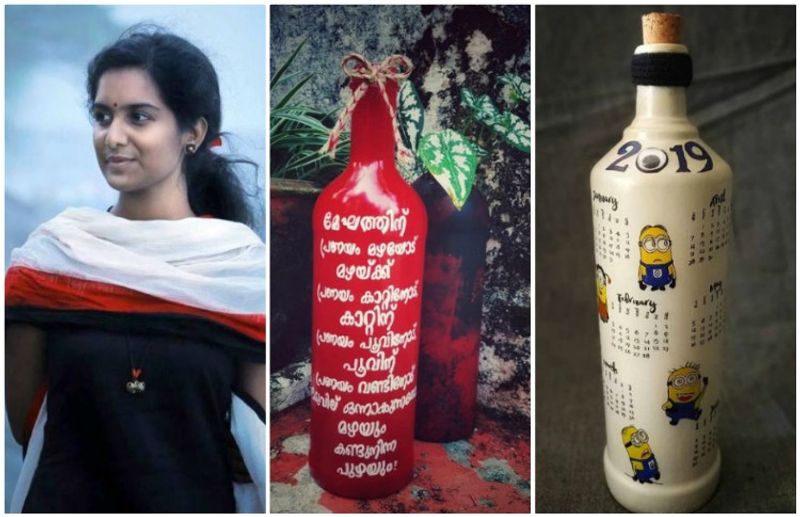 Kerala Girl Collects Discarded Bottles From Dirty Lake Upcycles Them Into Decor anu