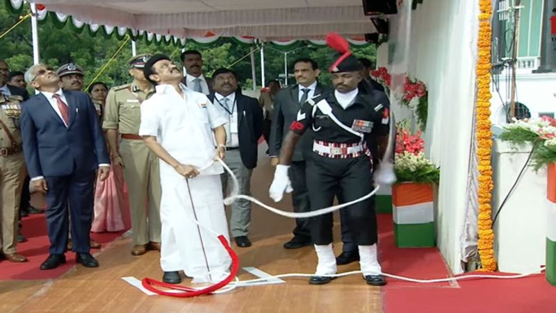 Tamil Nadu Chief Minister M K  Stalin lit the flag and addressed the Independence Day function KAK