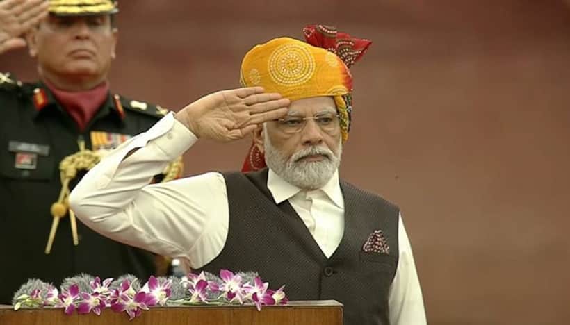 PM Modi dons multicoloured, Bandhani print turban on Independence Day 2023