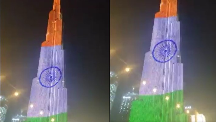 Indian Flag Displayed At Burj Khalifa video viral KRJ