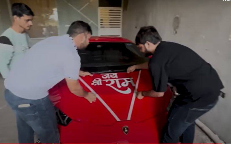 Youtuber mridul Printed Jai shri Ram on his lamborghini huracan car first in the world ckm