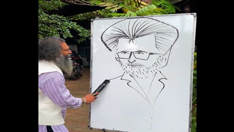 Malayalam speed cartoonist Jithesh On the spot drawing of jailer Rajinikanth character