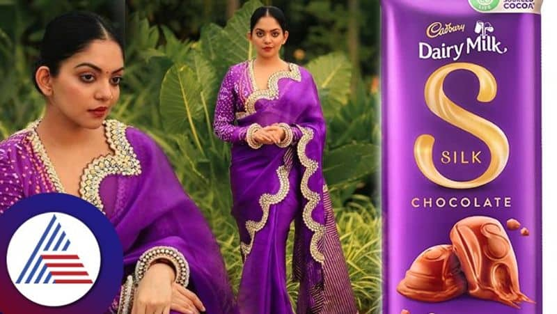 Actress Ahaana Krishna flaunts her purple saree says Desi Dairy Milk vcs 