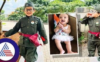 Kannada actor Rishab Shettys children on independence day attire pav