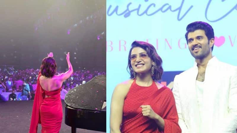 Samantha Ruth Prabhu and Vijay Deverakonda dance performance steals fans mind in khushi movie music concert akb