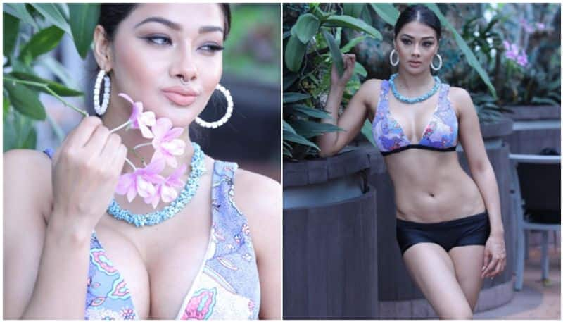 HOT Photos: Bhojpuri actress Namrata Malla SHOCKS fans with cleavage in blue floral printed bikini (PICTURES) vma