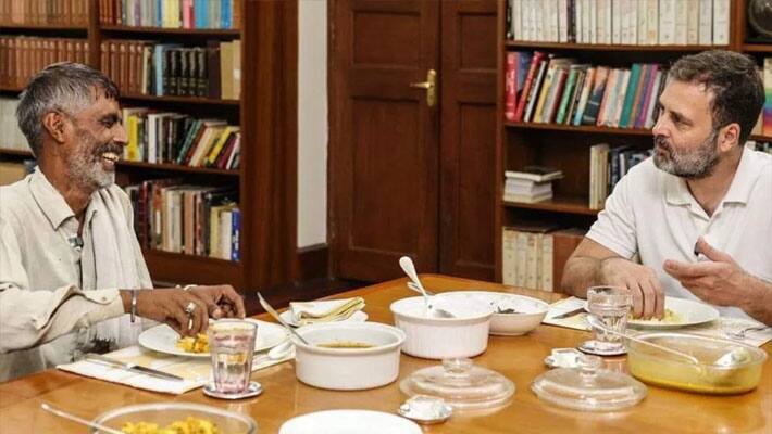 Rahul Gandhi with Vegetable vendor Rameshwar
