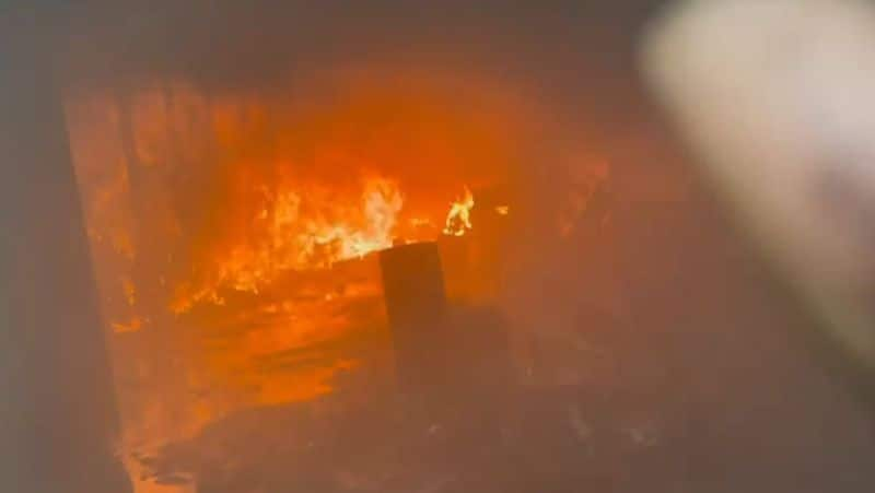 A fire accident in a private warehouse in Puducherry! Fighting to shutdown the fire for many hours 