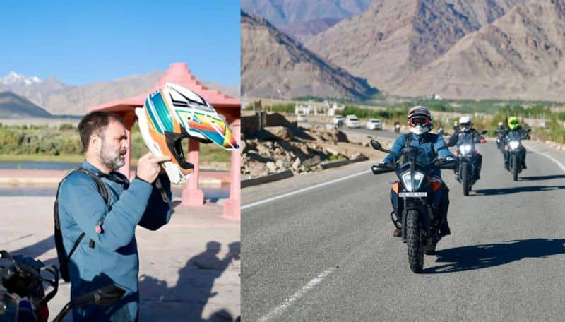 Social Media war begins after Congress leader Rahul gandhi ladakh bike ride full details