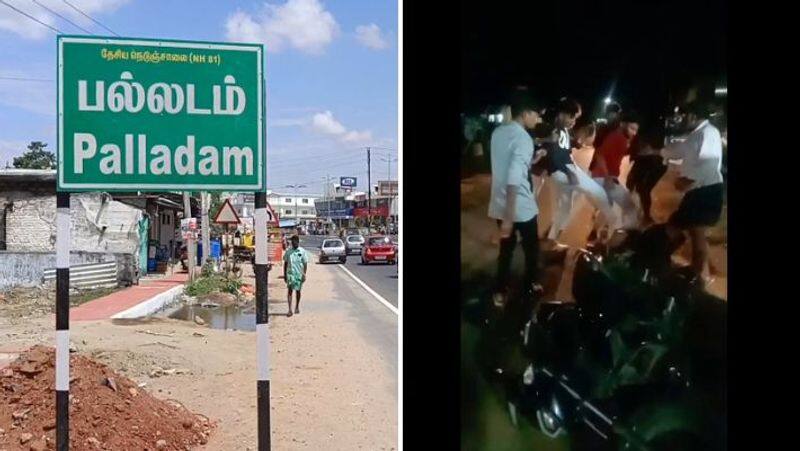 Youths fighting under the influence of alcohol near Palladam in Tirupur district